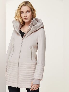 Soia & Kyo Women's Light Taupe Quilted Hooded Puffer Coat - Size 3x